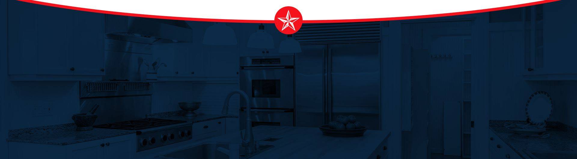 kitchen remodel with a blue overlay