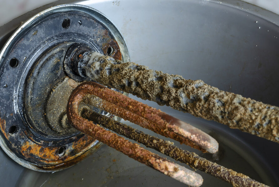 rusty water heater in need of repair